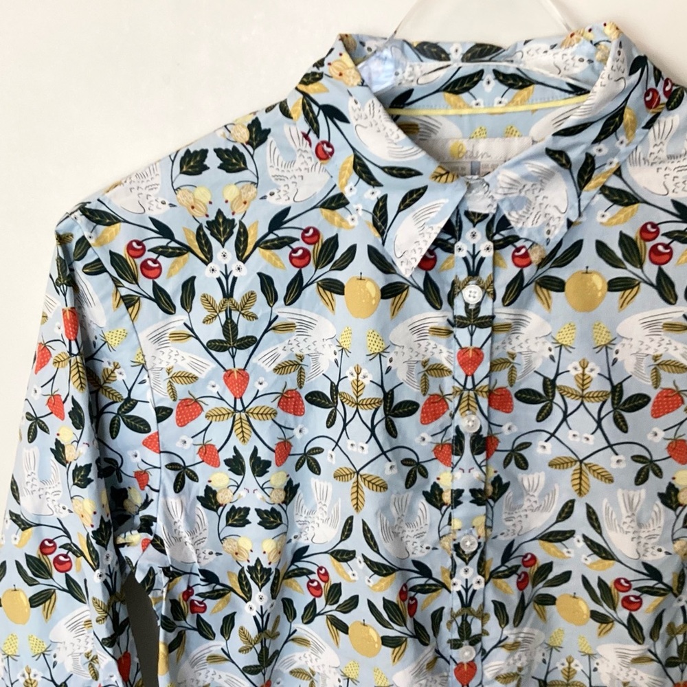 Boden Fruit & Bird Novelty Print Long Sleeve Button Up Shirt - Blue - 4 - Picture 2 of 8